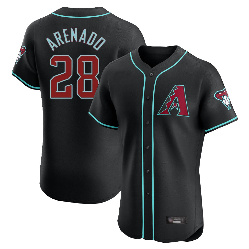 A.Diamondbacks #28 Nolan Arenado Player Black Limited Elite Home Game Gdoa Stitched Jerseys