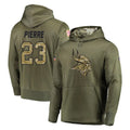 M.Vikings #23 James Pierre Player Olive Salute to Service Pullover Hoodies Home Game Gdoa Stitched Jerseys
