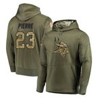 M.Vikings #23 James Pierre Player Olive Salute to Service Pullover Hoodies Home Game Gdoa Stitched Jerseys