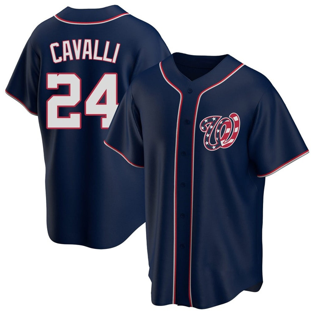 W.Nationals #24 Cade Cavalli Player Navy Blue Replica Game Fdoa Stitched Jerseys