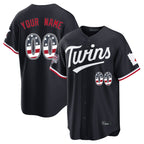 Custom M.Twins Navy USA 250 Fourth of July Home Game Any Name & Number Gdoa Stitched Jerseys