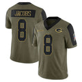 GB.Packers #8 Josh Jacobs Player Olive Salute To Service Limited Game Gdoa Stitched Jerseys