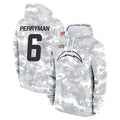LA.Chargers #6 Denzel Perryman Player Arctic Camo Salute to Service Hoodies Limited Game Gdoa Stitched Jerseys