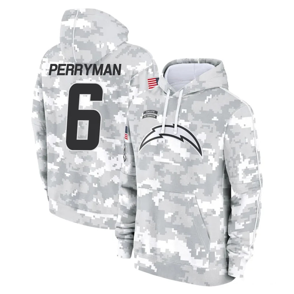 LA.Chargers #6 Denzel Perryman Player Arctic Camo Salute to Service Hoodies Limited Game Gdoa Stitched Jerseys