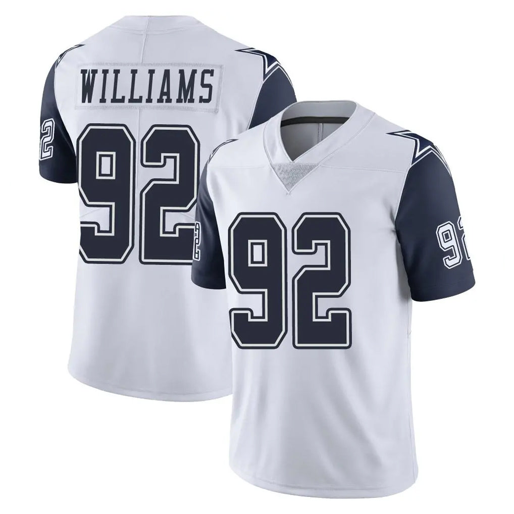 D.Cowboys #92 Quinnen Williams Player White-Navy Limited Color Rush Vapor Untouchable Home Game Gdoa Stitched Jerseys