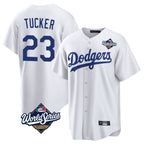 LA.Dodgers #23 Kyle Tucker Player White World Series Game Home Fdoa Stitched Jerseys