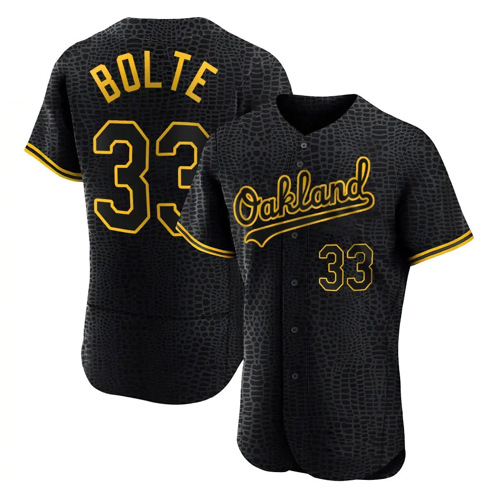 Athletics #33 Henry Bolte Player Black Snake Skin City Limited Elite Home Game Gdoa Stitched Jerseys