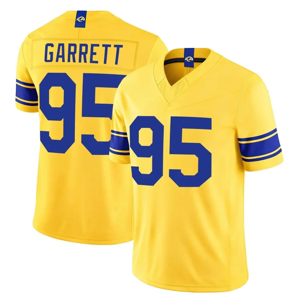 LA.Rams #95 Myles Garrett Player Gold Limited Classic Sol Vapor F.U.S.E.Home Game Gdoa Stitched Jerseys