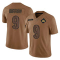 C.Bengals #9 Joe Burrow Player Brown Salute to Service Limited Gdoa Stitched Jerseys