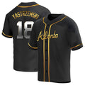 A.Braves #18 Mike Yastrzemski player Gold Replica Black en Alternate Stitched Jerseys