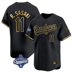 LA.Dodgers #11 Roki Sasaki Player Black Gold World Series Meet Limited Home Fdoa Stitched Jerseys