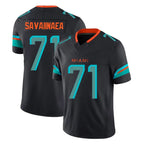 M.Dolphins #71 Jonah Savaiinaea Player Black Limited Pitch Rivalries Collection Home Game Gdoa Stitched Jerseys