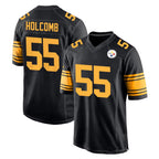 P.Steelers #55 Cole Holcomb Player Black Color Rush Home Game Gdoa Stitched Jerseys
