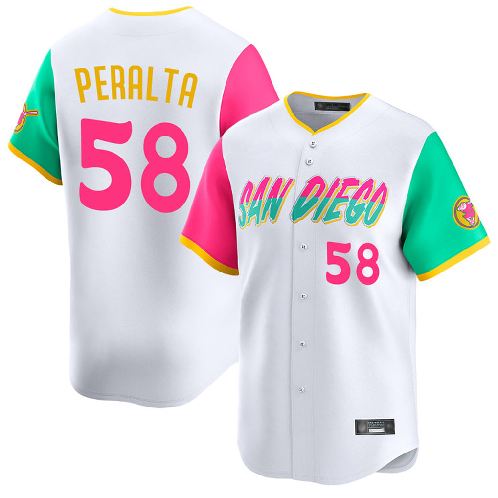 S.Diego Padres #58 Wandy Peralta Player White City Connect Home Limited Fdoa Stitched Jerseys