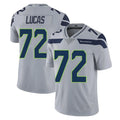 S.Seahawks #72 Abraham Lucas Player Gray Limited Vapor Untouchable Home Game Gdoa Stitched Jerseys