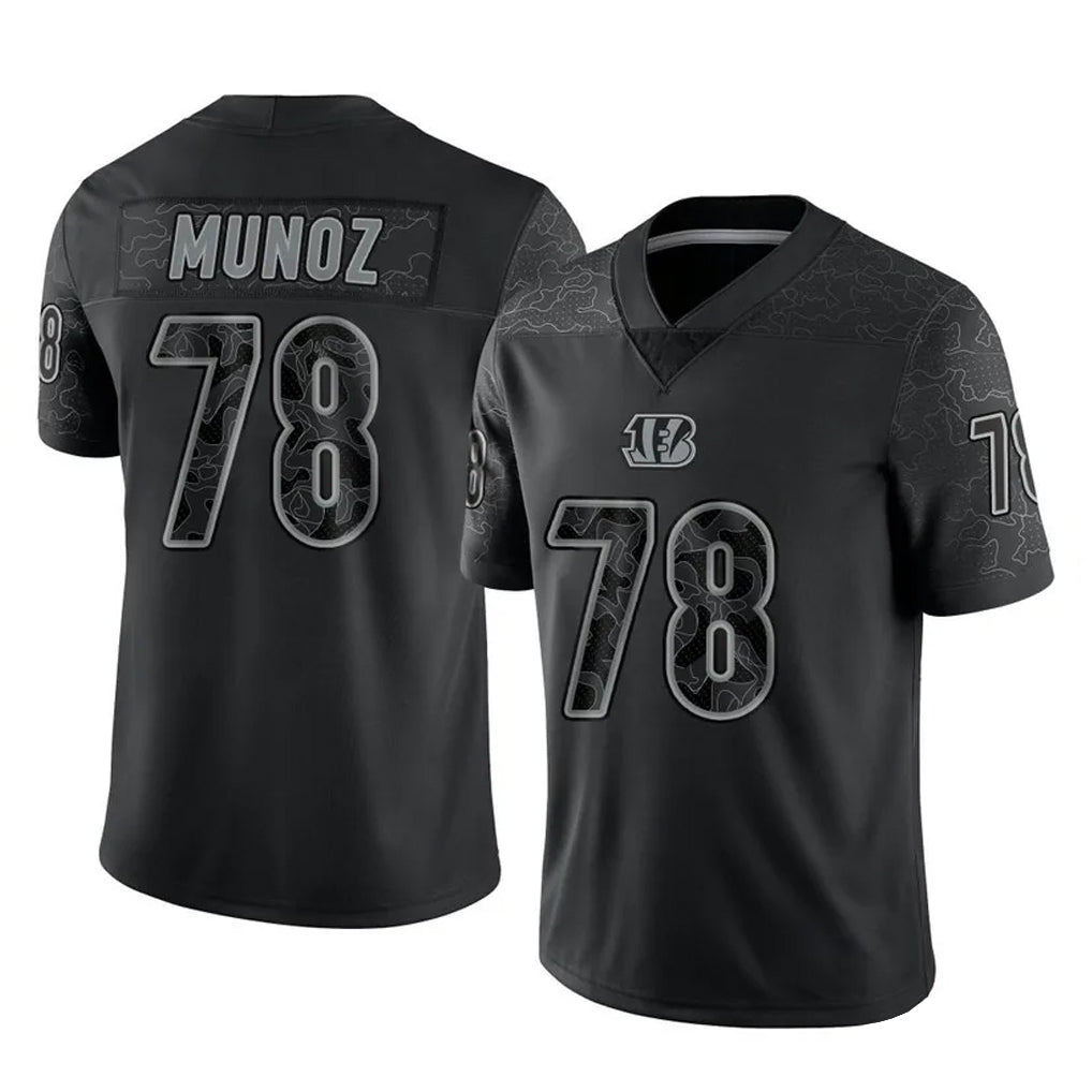 C.Bengals #78 Anthony Munoz Player Black Reflective Limited Game Gdoa Stitched Jerseys