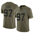 IN.Colts #97 Laiatu Latu Player Olive Salute To Service Limited Gdoa Stitched Jerseys