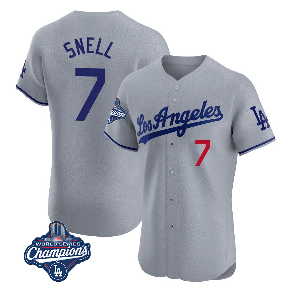 LA.Dodgers #7 Blake Snell Player Gray World Series Meet Limited Elite Home Fdoa Stitched Jerseys