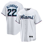 M.Marlins #22 Sandy Alcantara Player White  Home Game Fdoa Stitched Jerseys