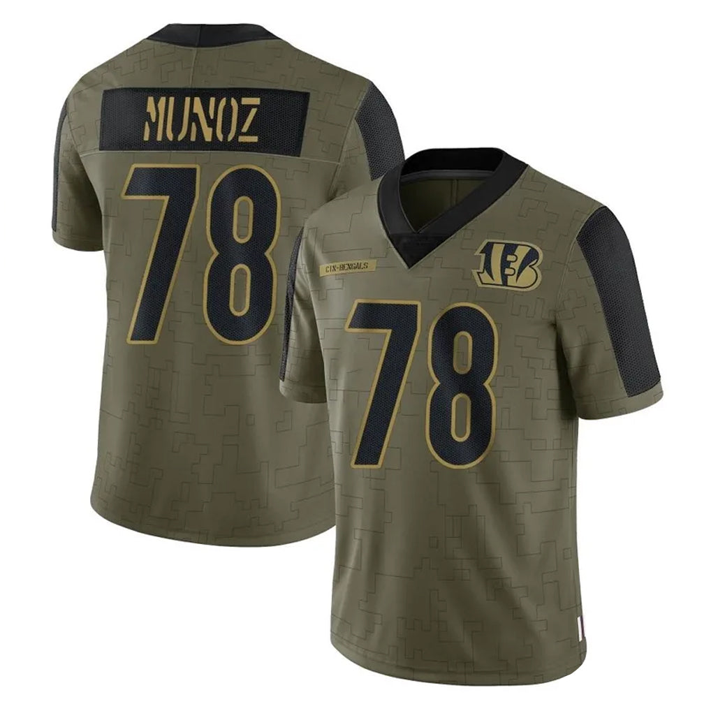 C.Bengals #78 Anthony Munoz Player Olive Salute to Service Game Gdoa Stitched Jerseys
