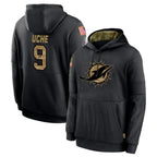 M.Dolphins #9 Joshua Uche Player Black Salute to Service Hoodies Limited Game Gdoa Stitched Jerseys