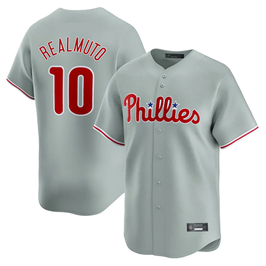 P.Phillies #10 J.T. Realmuto Player Gray Home Limited Fdoa Stitched Jerseys