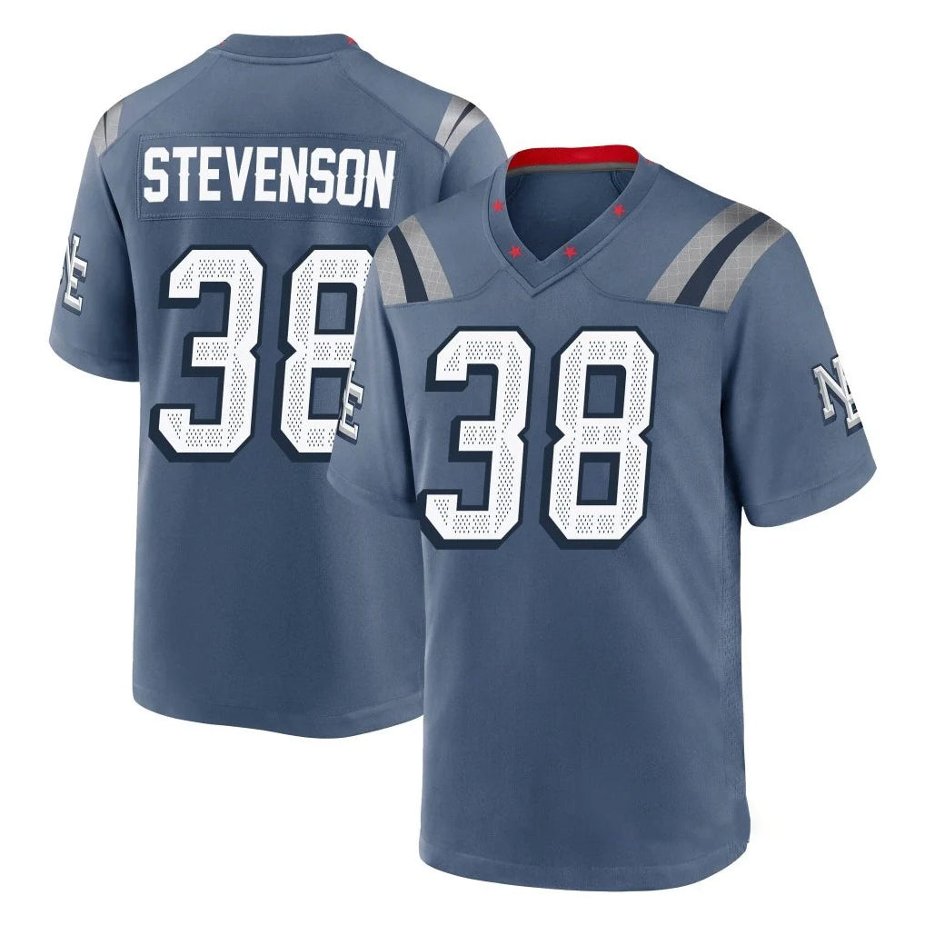NE.Patriots #38 Rhamondre Stevenson Player Blue Rivalries Collection Home Game Gdoa Stitched Jerseys