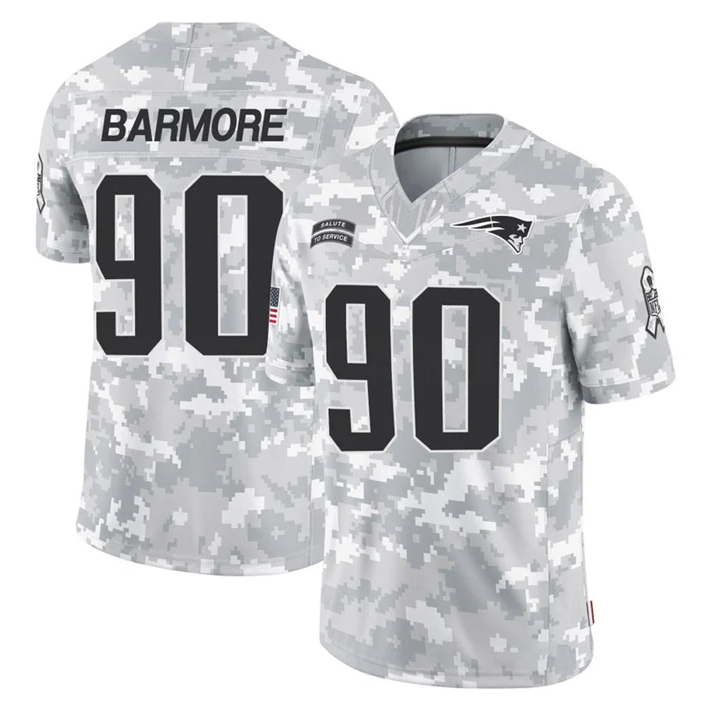 NE.Patriots #90 Christian Barmore Player Arctic Camo Salute To Service Limited Game Gdoa Stitched Jerseys