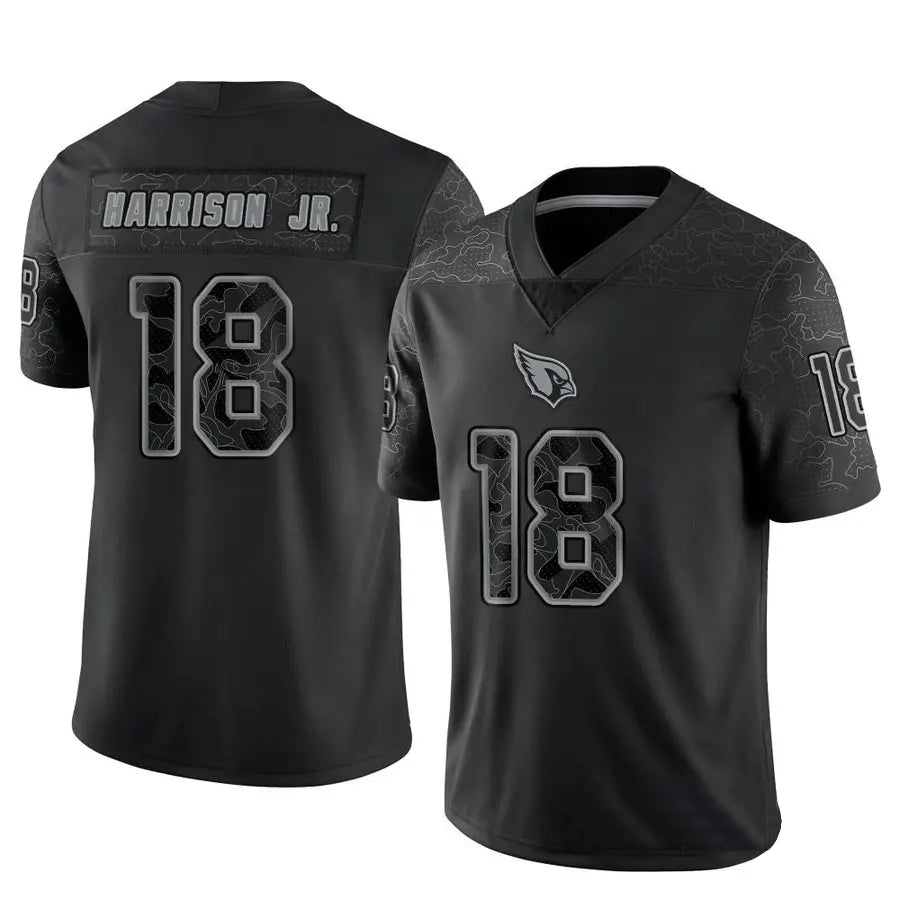 A.Cardinals #18 Marvin Harrison Jr. Player Black RFLCTV Limited Gdoa Stitched Jerseys