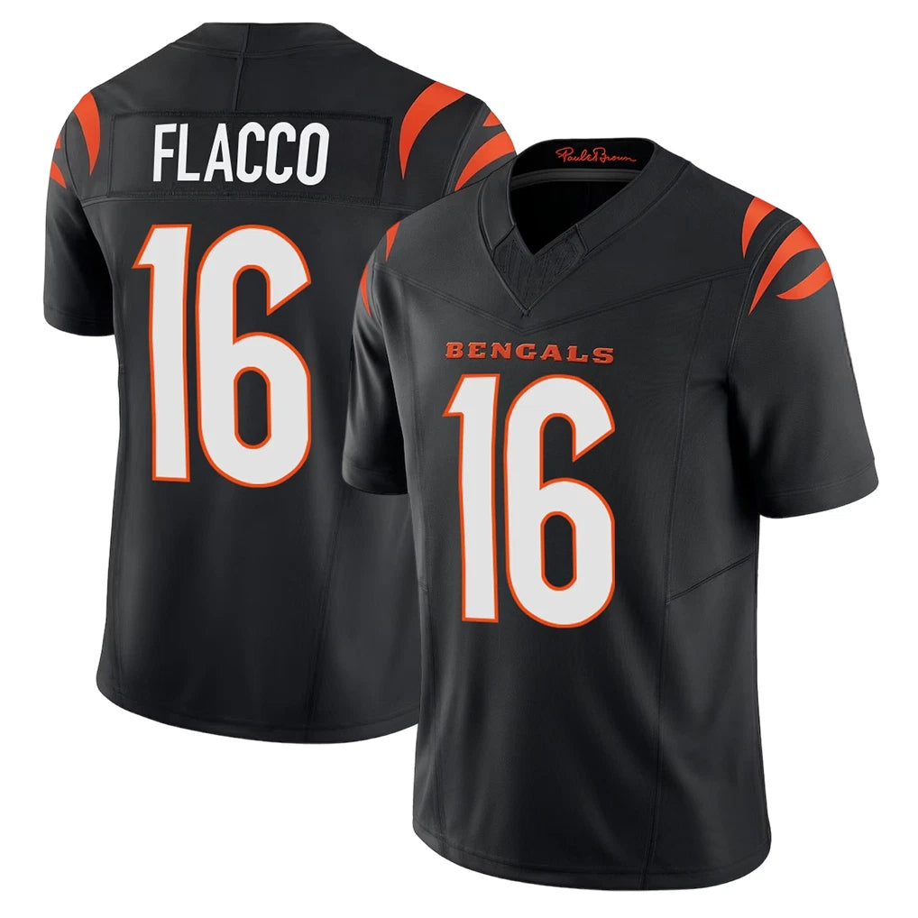 C.Bengals #16 Joe Flacco Player Black Vapor F.U.S.E. Limited Home Game Gdoa Stitched Jerseys