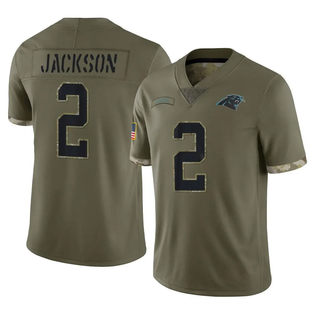 C.Panthers #2 Michael Jackson Player Olive Salute to Service Game Gdoa Stitched Jerseys