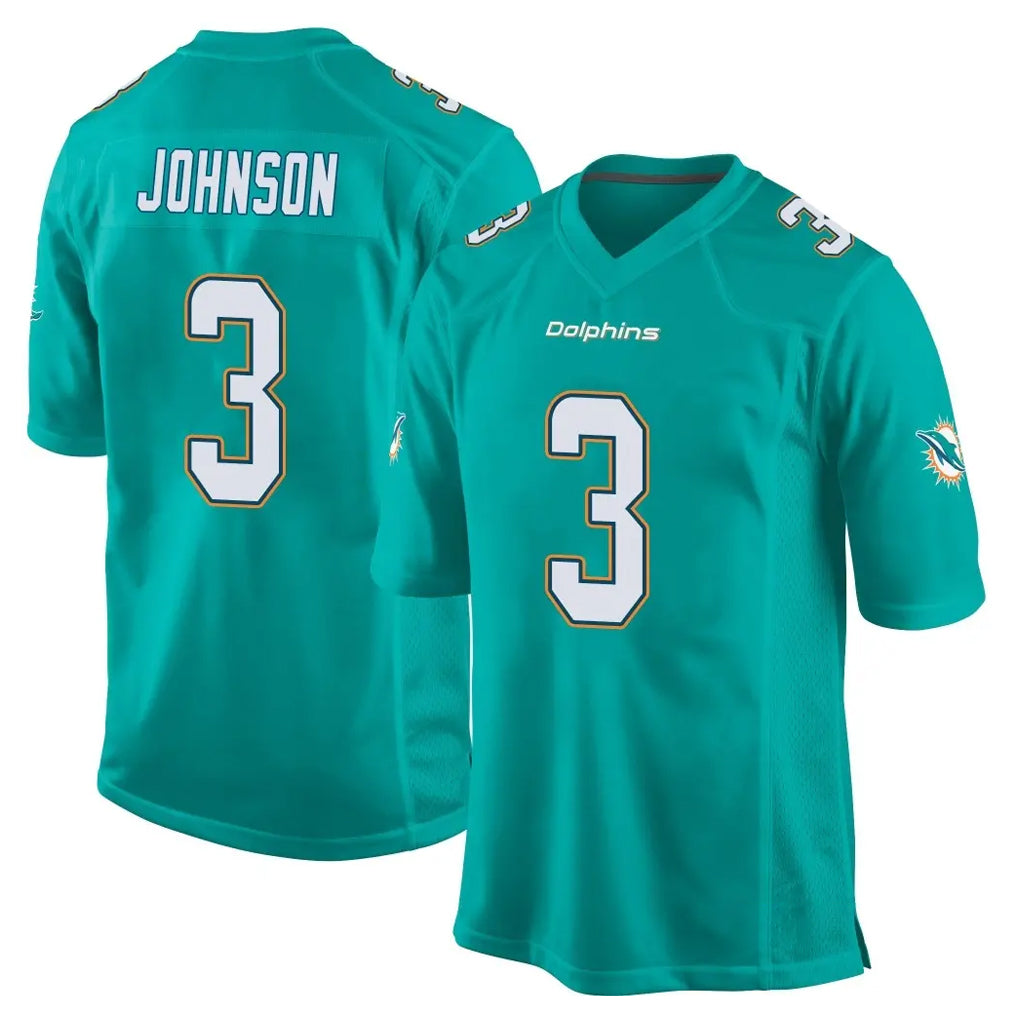 M.Dolphins #3 Chris Johnson Player Aqua Team Color Home Game Gdoa Stitched Jerseys