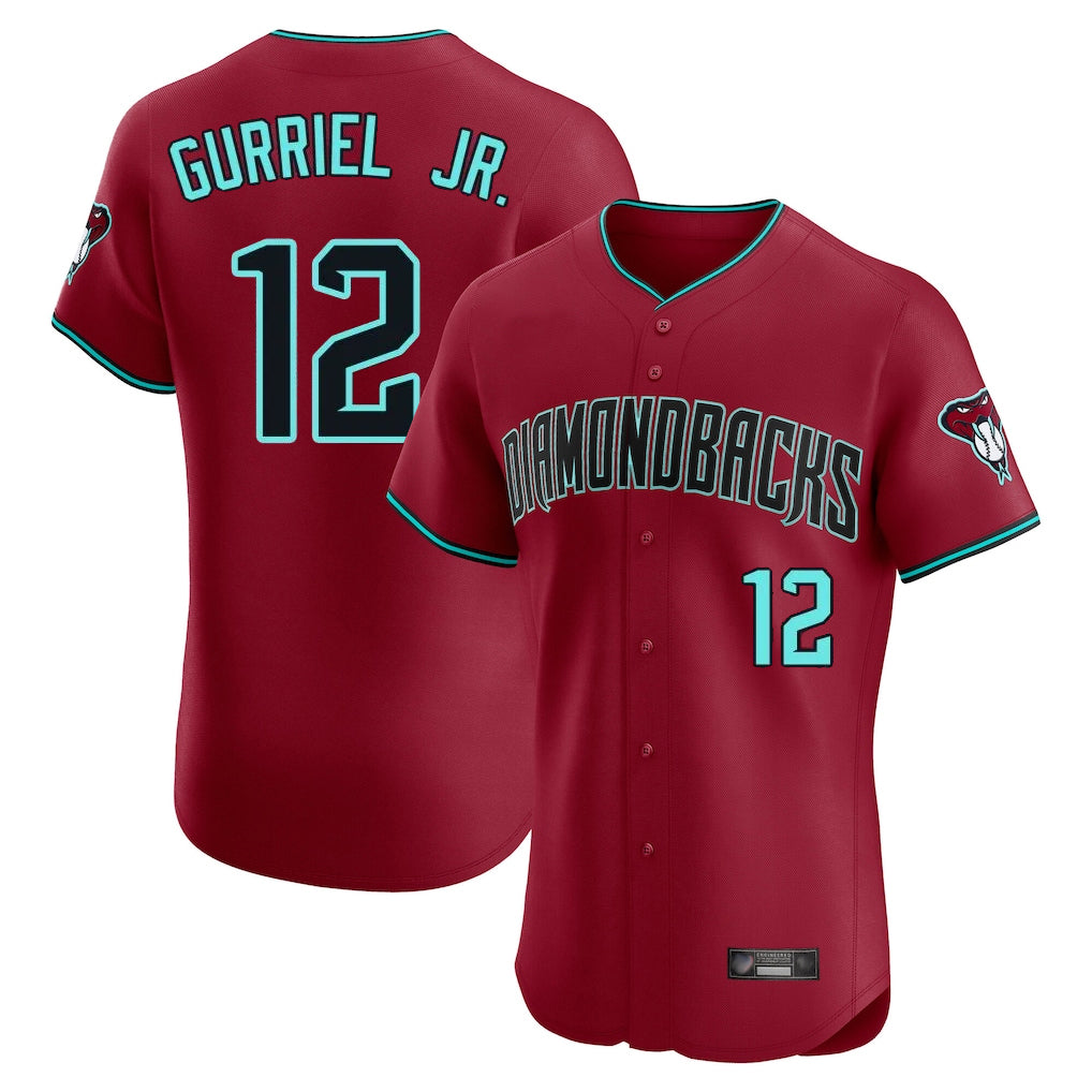 A.Diamondbacks #12 Lourdes Gurriel Jr Player Red Limited Elite Home Game Gdoa Stitched Jerseys