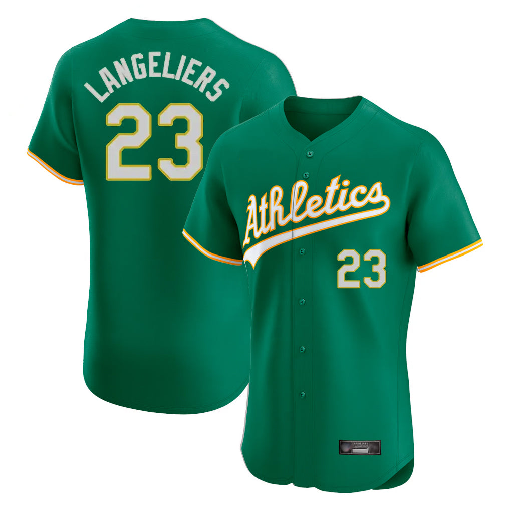 Athletics #23 Shea Langeliers Player Kelly Green Limited Elite Home Game Gdoa Stitched Jerseys