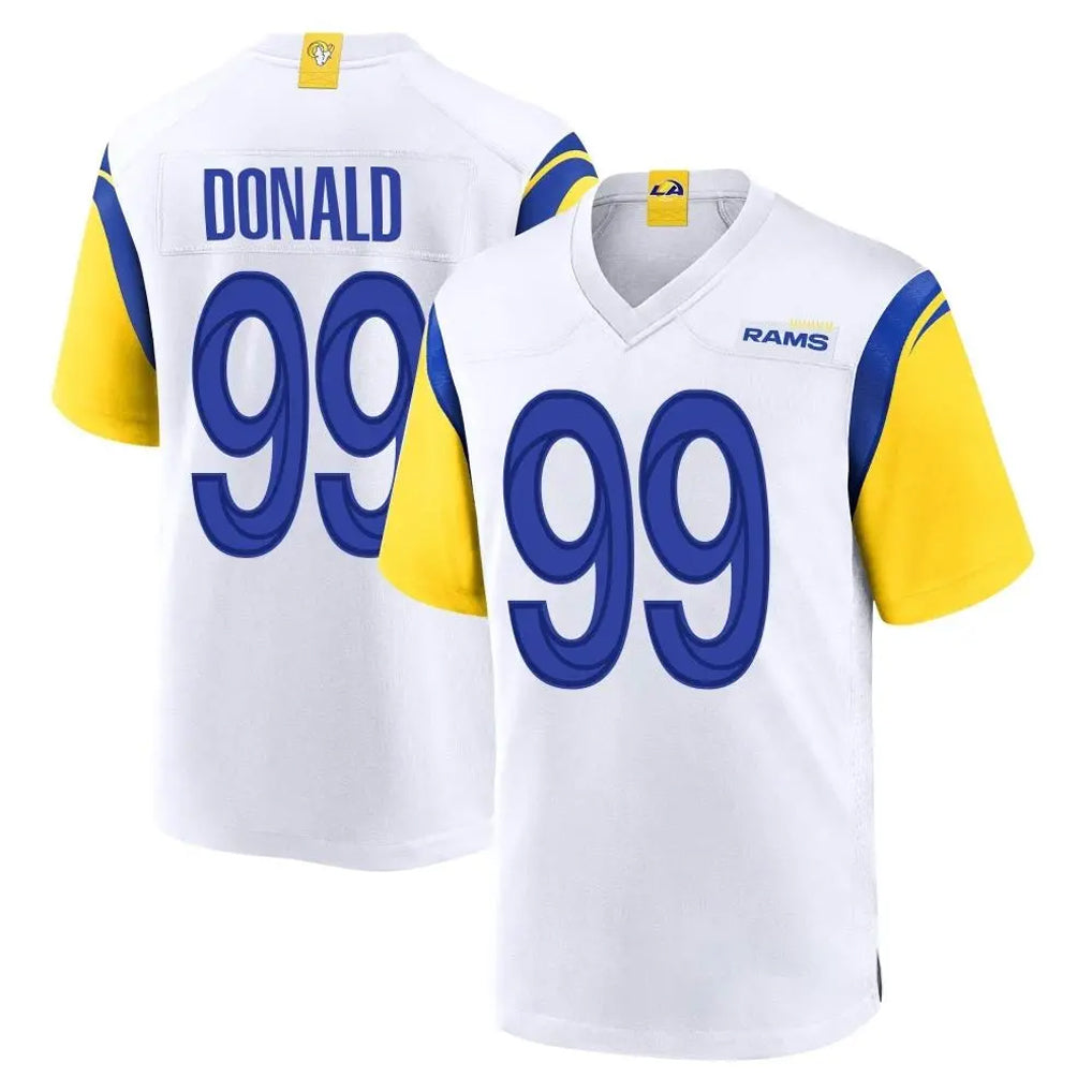 LA.Rams #99 Aaron Donald Player White Home Game Gdoa Stitched Jerseys
