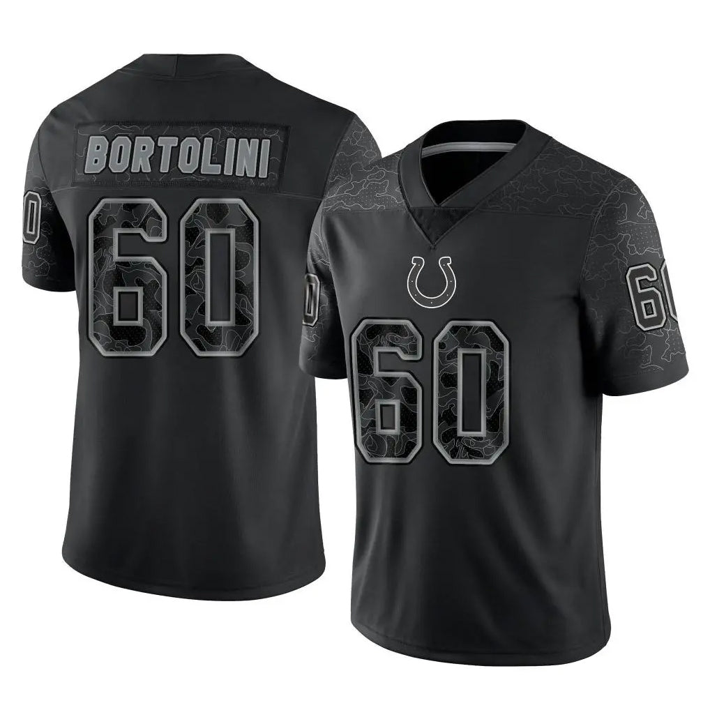 IN.Colts #60 Tanor Bortolini Player Black Reflective Limited Game Gdoa Stitched Jerseys