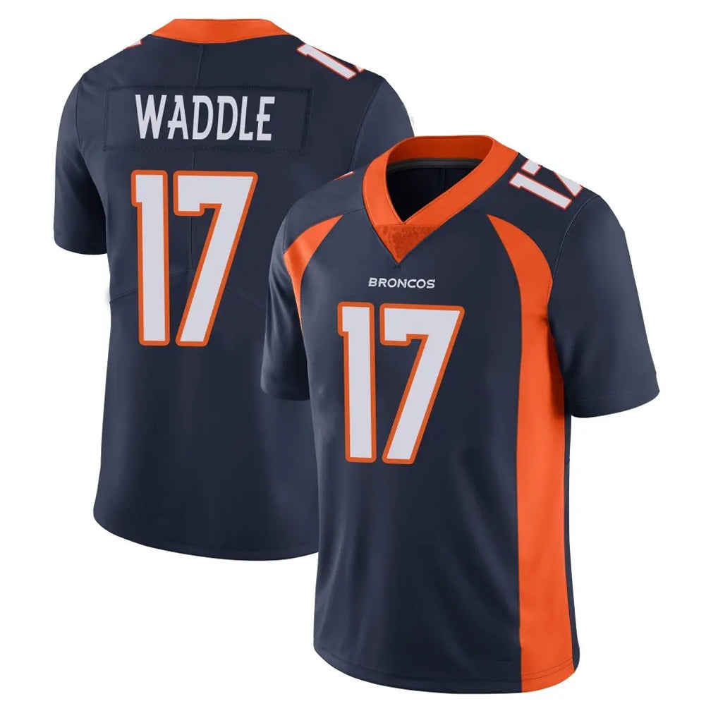 D.Broncos #17 Jaylen Waddle Player Navy Vapor Untouchable Limited Game Gdoa Stitched Jerseys