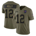B.Bills #12 Jim Kelly Player Olive Salute to Service Limited Home Game Gdoa Stitched Jerseys
