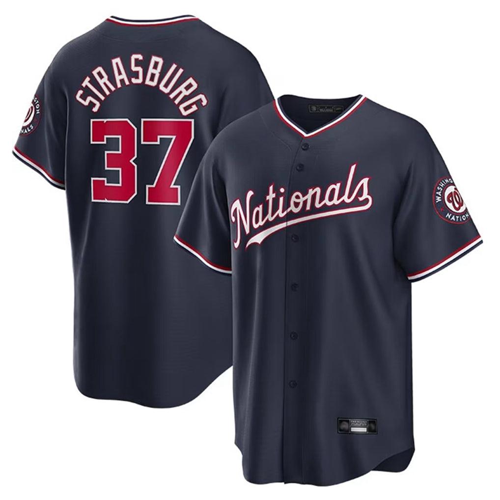 W.Nationals #37 Stephen Strasburg Player Navy Replica Fdoa Stitched Jerseys