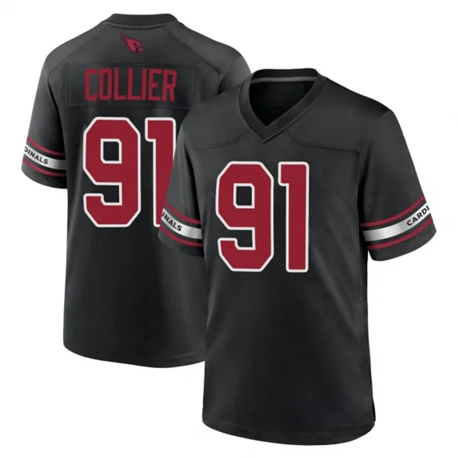A.Cardinals #91 L.J. Collier Player Black Game Home Gdoa Stitched Jerseys