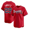 A.Braves #29 John Smoltz Player Red Limited Home Game Gdoa Stitched Jerseys