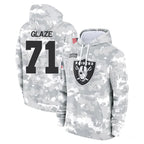 LV.Raiders #71 DJ Glaze Player Arctic Camo Salute to Service Hoodies Limited Game Gdoa Stitched Jerseys