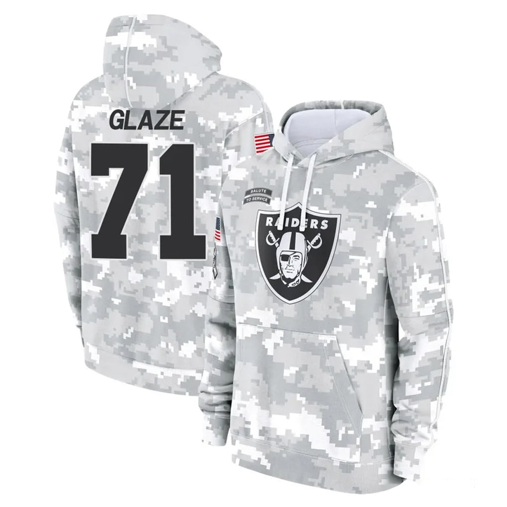 LV.Raiders #71 DJ Glaze Player Arctic Camo Salute to Service Hoodies Limited Game Gdoa Stitched Jerseys