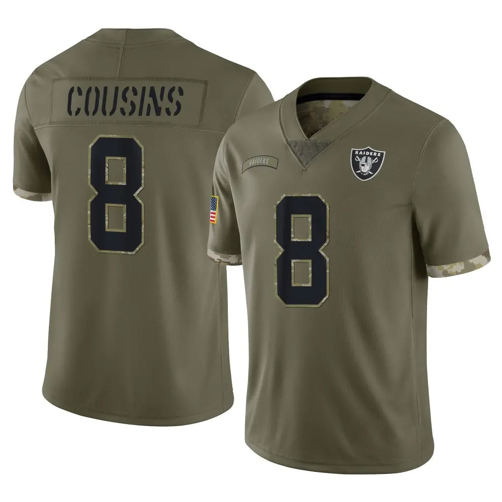 LV.Raiders #8 Kirk Cousins Player Olive Salute To Service Limited Gdoa Stitched Jerseys