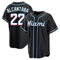M.Marlins #22 Sandy Alcantara Player Black Fashion Out Home Game Fdoa Stitched Jerseys