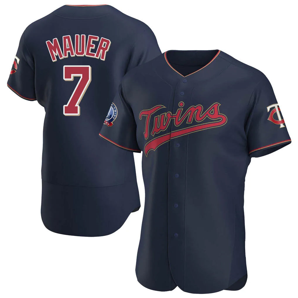 M.Twins #7 Joe Mauer Player Navy 60th Home Limited Elite Fdoa Stitched Jerseys