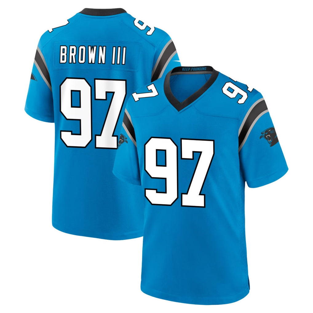 C.Panthers #97 Bobby Brown III Player Blue Home Game Gdoa Stitched Jerseys