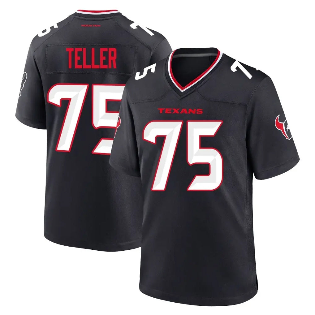 H.Texans #75 Wyatt Teller Player Navy Team Home Game Gdoa Stitched Jerseys