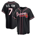 A.Braves #7 Ha-Seong Kim Player Black Fashion Out Game Gdoa Stitched Jerseys