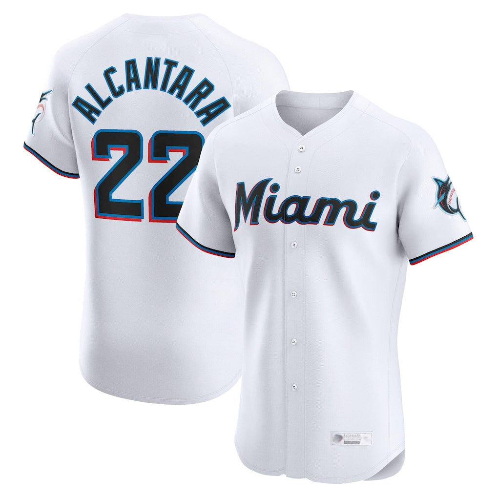 M.Marlins #22 Sandy Alcantara Player White  Home Limited Elite Fdoa Stitched Jerseys